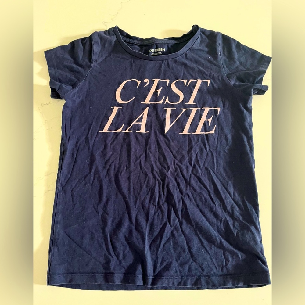 Joe Fresh Blue & Pink C’est La Vie T-Shirt (10-12 YR) 
-